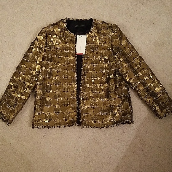 gold sequin jacket zara